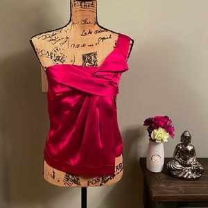 Maloom red silk top size 8. Measurements below. NWT.